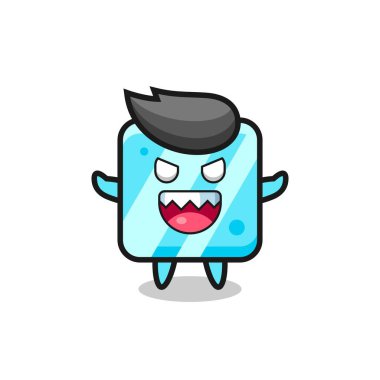 illustration of evil ice cube mascot character , cute style design for t shirt, sticker, logo element