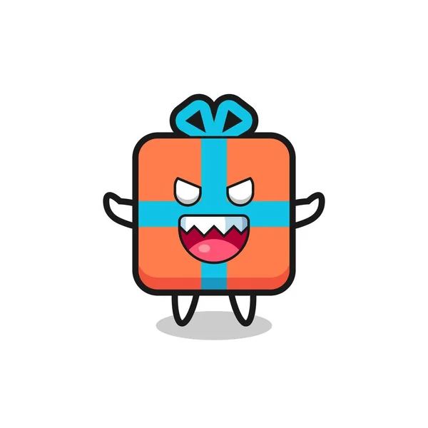 Illust Personagem Mascote Caixa Presente Mal Design Estilo Bonito Para —  Vetores de Stock