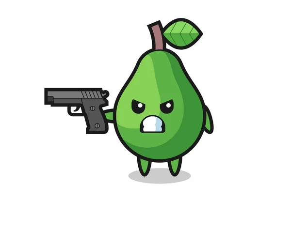 Tir Personnage Avocat Mignon Avec Pistolet Conception Style Mignon Pour — Image vectorielle