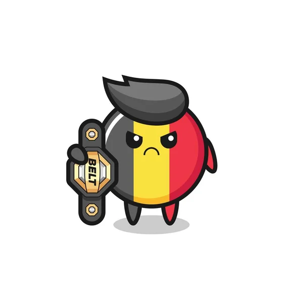 Personagem Mascote Emblema Bandeira Bélgica Como Lutador Mma Com Cinto —  Vetores de Stock