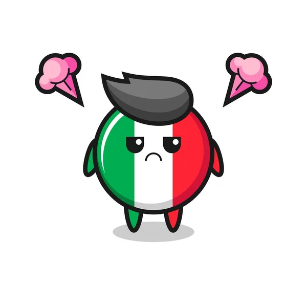 Expresión Molesta Del Personaje Dibujos Animados Bandera Italia Lindo Diseño — Vector de stock
