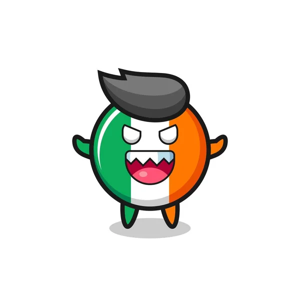Illust Personagem Mascote Crachá Bandeira Irlandesa Mal Design Estilo Bonito —  Vetores de Stock
