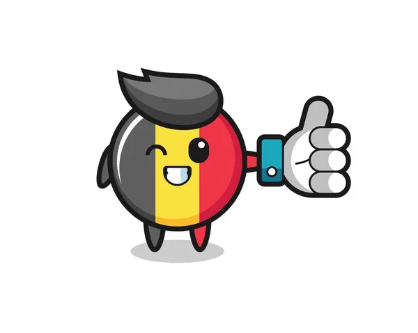 Χαριτωμένο Σήμα Σημαία Belgium Μέσα Κοινωνικής Δικτύωσης Αντίχειρες Μέχρι Σύμβολο — Διανυσματικό Αρχείο