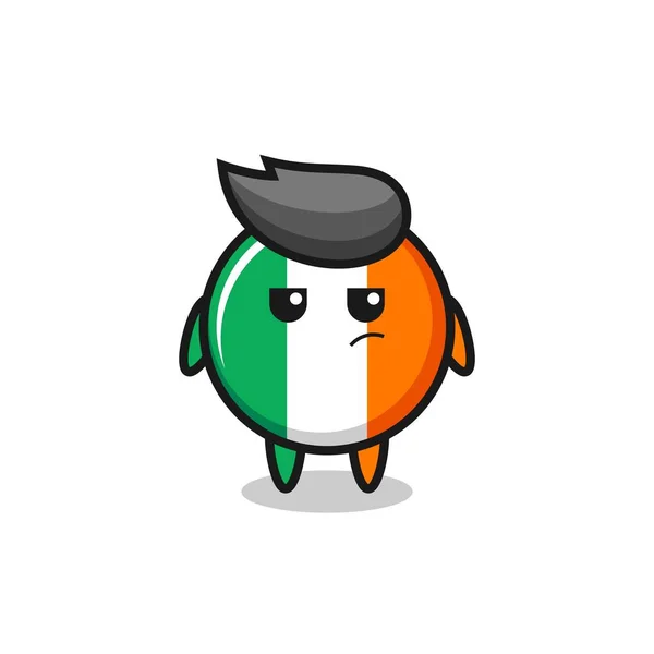Personagem Crachá Bandeira Irlandesa Bonito Com Expressão Suspeita Design Estilo —  Vetores de Stock