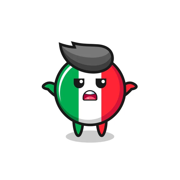 Italy 플래그 마스코트 캐릭터 티셔츠에 귀여운 스타일 디자인 스티커 — 스톡 벡터