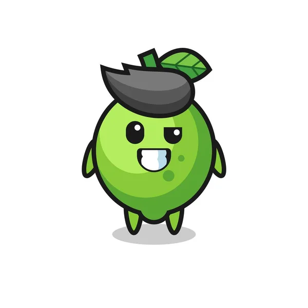 Mascotte Mignonne Lime Avec Visage Optimiste Design Mignon Pour Shirt — Image vectorielle