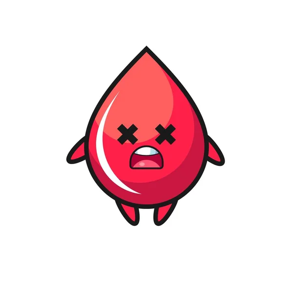 Ölü Kan Damlası Maskotu Karakteri Tişört Çıkartma Logo Için Şirin — Stok Vektör