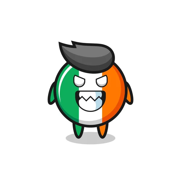 Expressão Maligna Personagem Mascote Bonito Crachá Bandeira Irlandesa Design Estilo —  Vetores de Stock