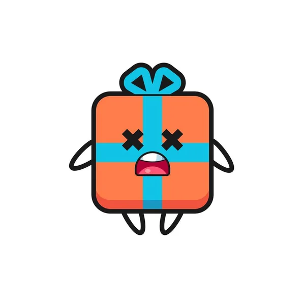 Carácter Muerto Mascota Caja Regalo Diseño Lindo Del Estilo Para — Vector de stock