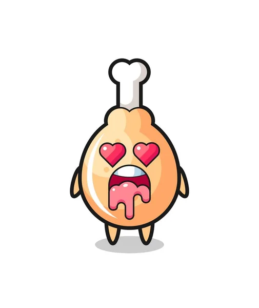 Expresión Enamorada Lindo Pollo Frito Con Ojos Forma Corazón Lindo — Vector de stock