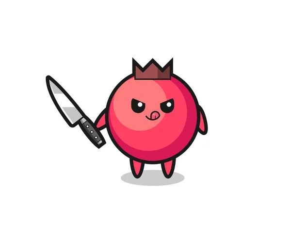 Cute Cranberry Mascot Psychopath Holding Knife Cute Style Design Shirt — Stock vektor