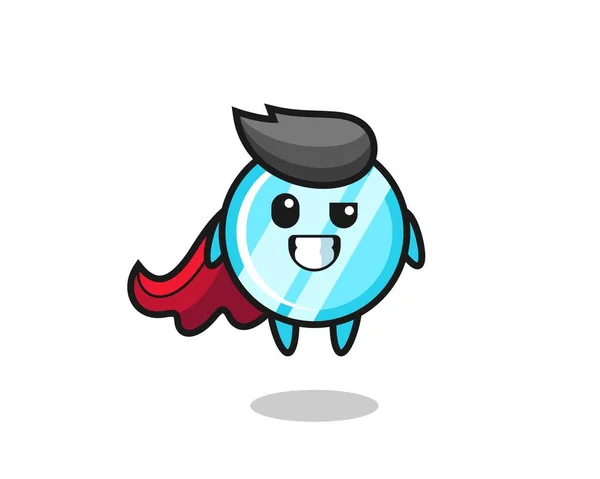 Lindo Personaje Espejo Como Superhéroe Volador Diseño Estilo Lindo Para — Vector de stock