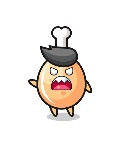 Cute Fried Chicken Cartoon Very Angry Pose Cute Style Design — ストックベクタ