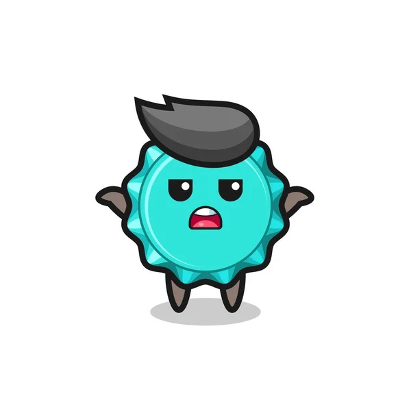 Bottle Cap Mascot Character Saying Know Cute Style Design Shirt — Stok Vektör