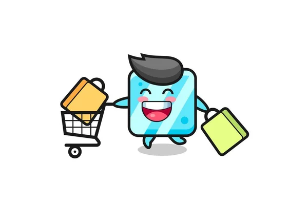 Black Friday Illustration Cute Ice Cube Mascot Cute Style Design — Stok Vektör