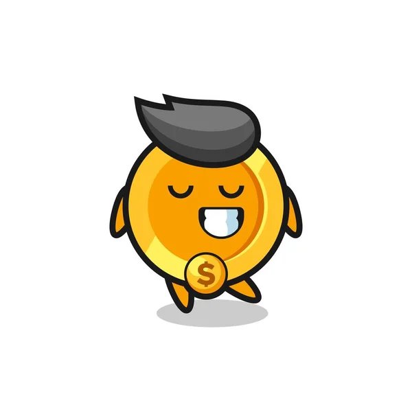 dollar currency coin cartoon illustration with a shy expression , cute style design for t shirt, sticker, logo element