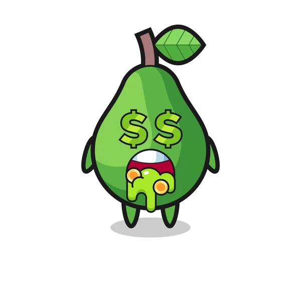 Avocado Character Expression Crazy Money Cute Style Design Shirt Sticker — Stock vektor