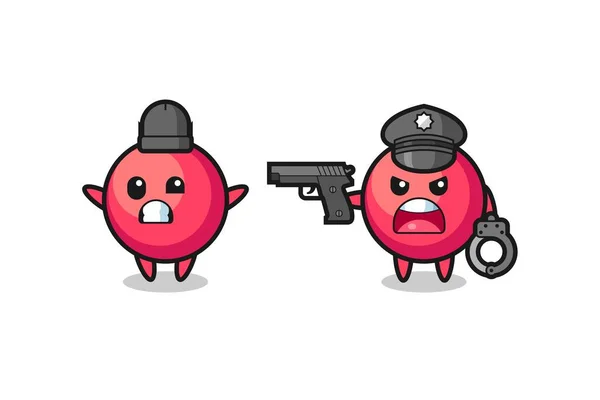 Ilustrasi Perampok Cranberry Dengan Tangan Atas Pose Tertangkap Oleh Polisi - Stok Vektor