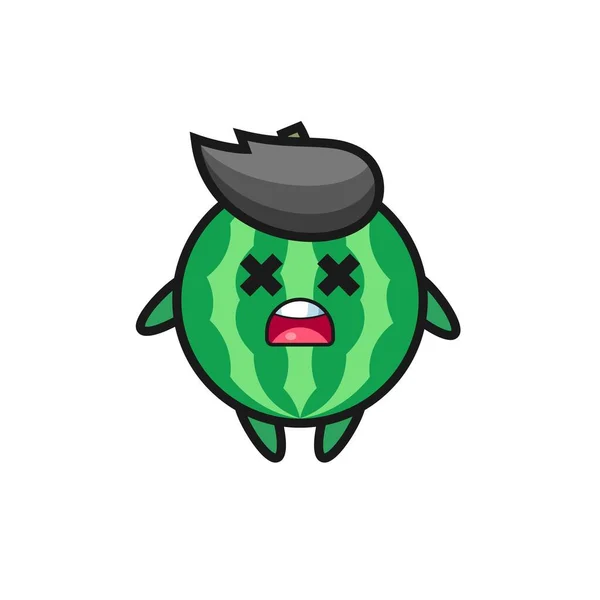 Dead Watermelon Mascot Character Cute Style Design Shirt Sticker Logo — Stock vektor