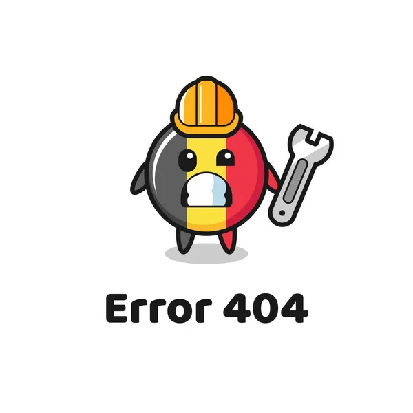 Error 404 Cute Belgium Flag Badge Mascot Cute Style Design — Stock Vector