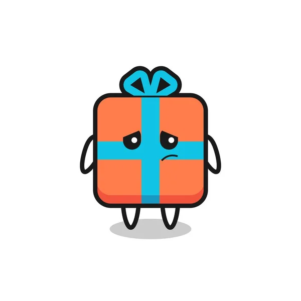 Gesto Perezoso Del Personaje Dibujos Animados Caja Regalo Diseño Estilo — Vector de stock