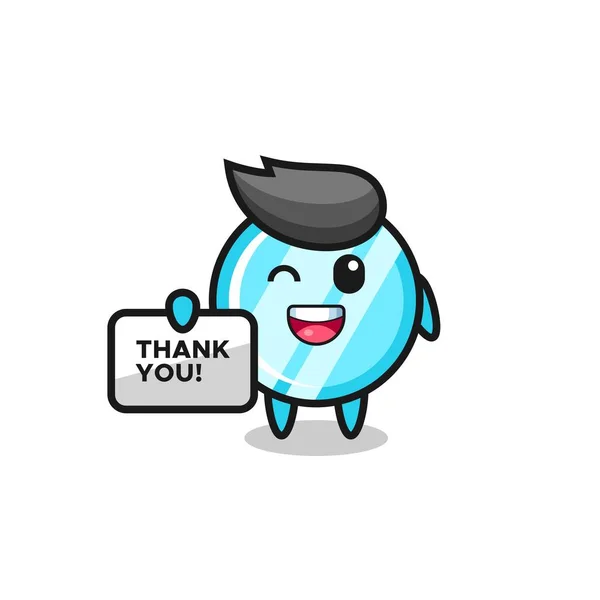 Mascot Mirror Holding Banner Says Thank You Cute Style Design — Stock vektor