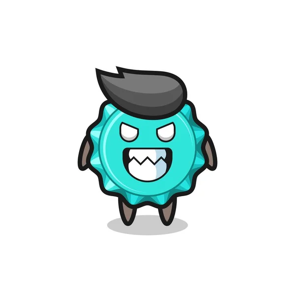 Evil Expression Bottle Cap Cute Mascot Character Cute Style Design — Stok Vektör