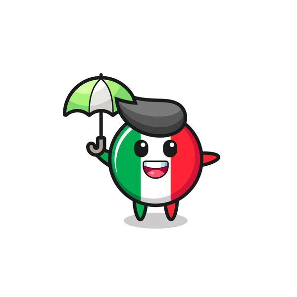 Cute Italy Flag Illustration Holding Umbrella Cute Style Design Shirt — Stok Vektör