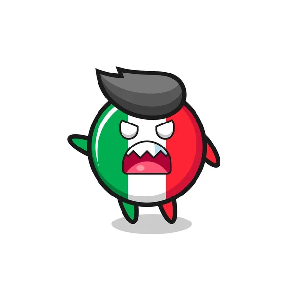 Cute Italy Flag Cartoon Very Angry Pose Cute Style Design — Image vectorielle