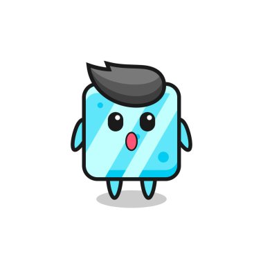 the amazed expression of the ice cube cartoon , cute style design for t shirt, sticker, logo element