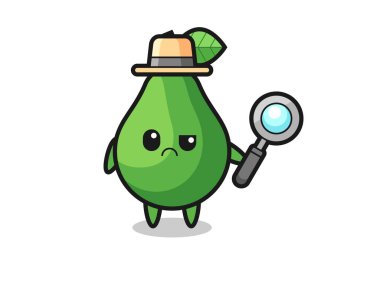 the mascot of cute avocado as a detective , cute style design for t shirt, sticker, logo element