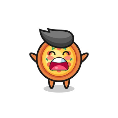 cute pizza mascot with a yawn expression , cute style design for t shirt, sticker, logo element
