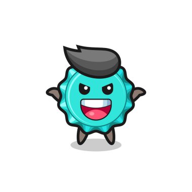 the illustration of cute bottle cap doing scare gesture , cute style design for t shirt, sticker, logo element
