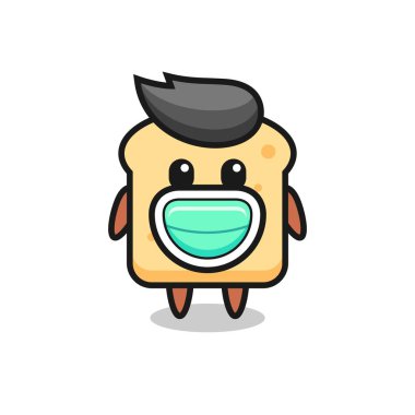 cute bread cartoon wearing a mask , cute style design for t shirt, sticker, logo element