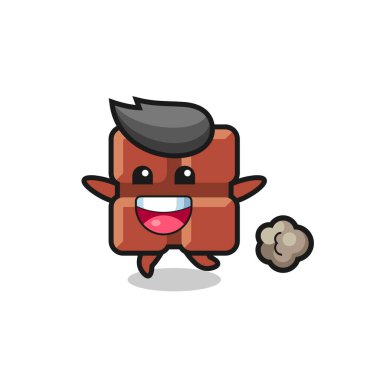 the happy chocolate bar cartoon with running pose , cute style design for t shirt, sticker, logo element