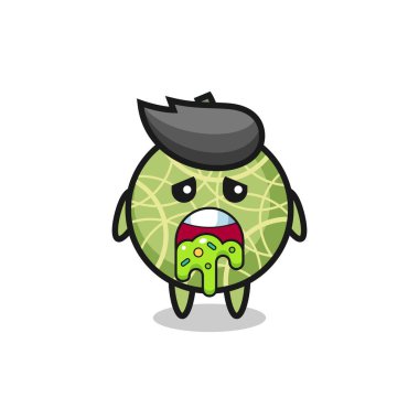 the cute melon fruit character with puke , cute style design for t shirt, sticker, logo element