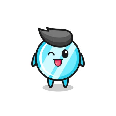 cute mirror character in sweet expression while sticking out her tongue , cute style design for t shirt, sticker, logo element