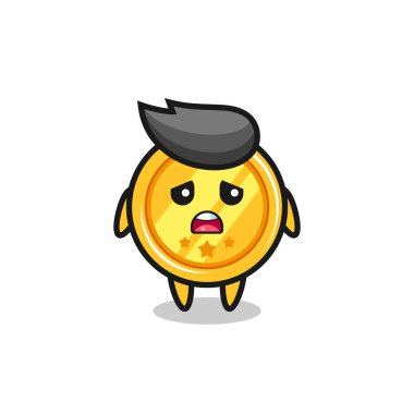 disappointed expression of the medal cartoon , cute style design for t shirt, sticker, logo element
