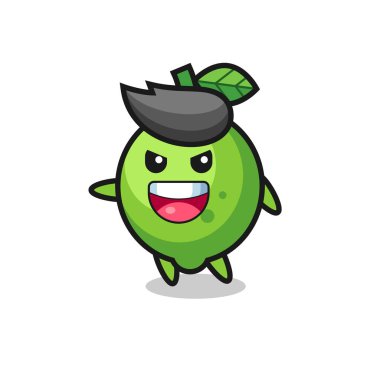lime cartoon with very excited pose , cute style design for t shirt, sticker, logo element