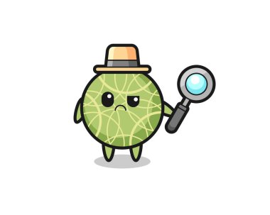the mascot of cute melon fruit as a detective , cute style design for t shirt, sticker, logo element
