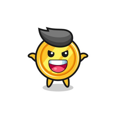 the illustration of cute medal doing scare gesture , cute style design for t shirt, sticker, logo element