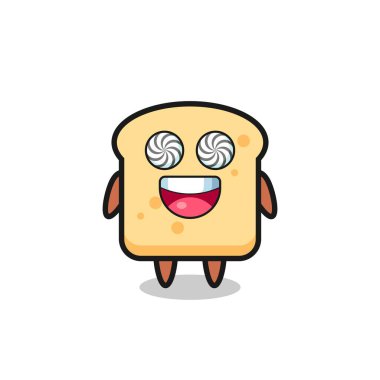 cute bread character with hypnotized eyes , cute style design for t shirt, sticker, logo element