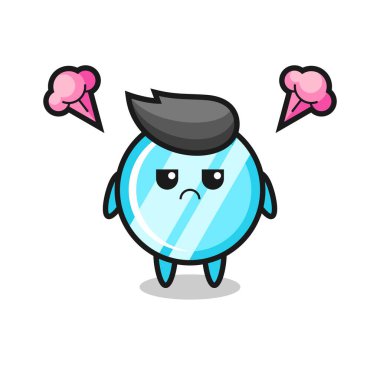 annoyed expression of the cute mirror cartoon character , cute style design for t shirt, sticker, logo element