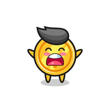 Yüzü esnemiş sevimli bir maskot tişört, çıkartma, logo elementi için şirin bir tasarım.