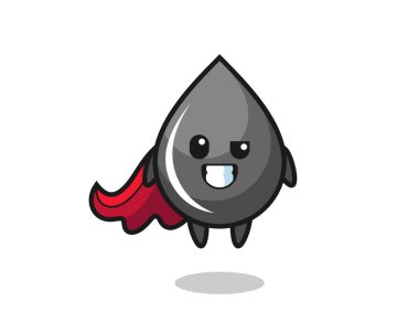 Uçan bir süper kahraman olarak sevimli yağ damlası karakteri tişört, çıkartma, logo elementi için şirin bir tasarım.