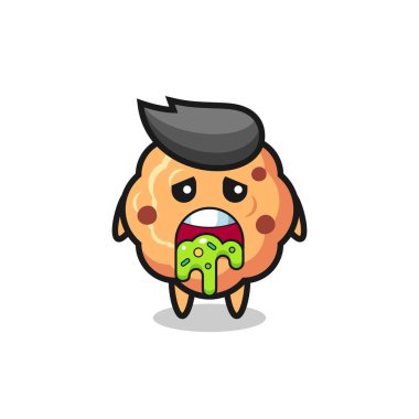 Tişört, çıkartma, logo elementi için şirin, çikolata parçacıklı, kusmuklu kurabiye karakteri.