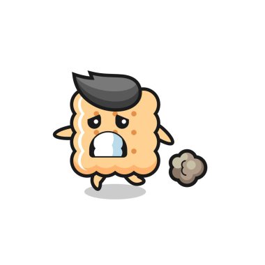 Korkuyla çalışan krakerin çizimi, tişört, etiket, logo ögesi için şirin bir tasarım