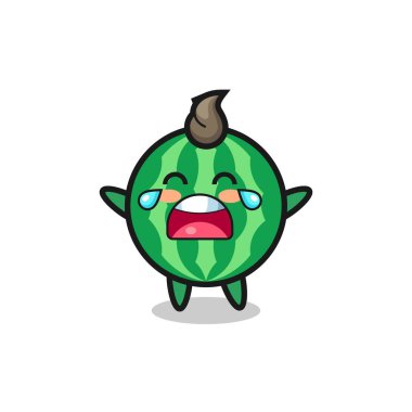 Ağlayan karpuz bebek tasarımı tişört, çıkartma, logo elementi için şirin tasarım.