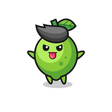 Alaycı poziyonda yaramaz kireç karakteri, tişört, etiket, logo ögesi için şirin tasarım