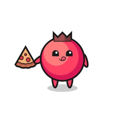 Tatlı yaban mersini yiyen pizza, tişört, çıkartma, logo elementi için şirin bir tasarım.